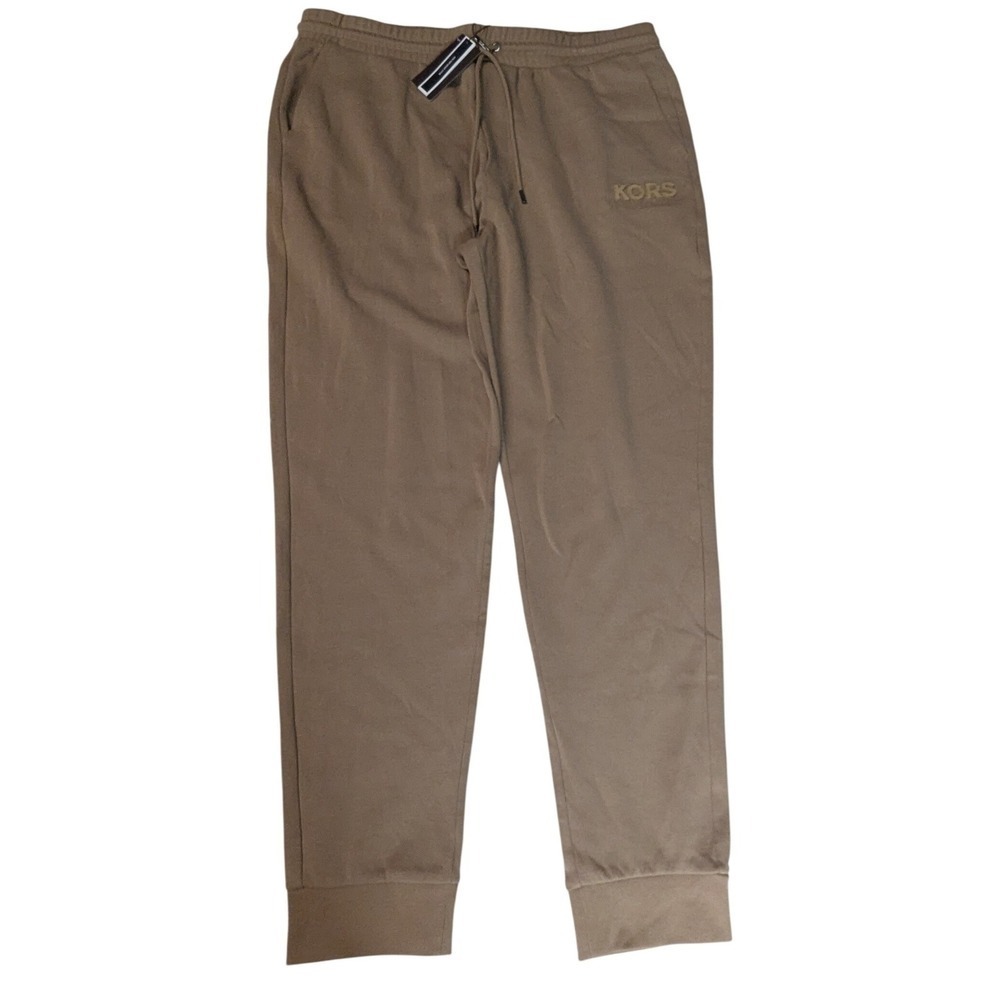 Michael Kors Men's Fall 2024 Textured Logo Joggers DK Camel NWT Size L
